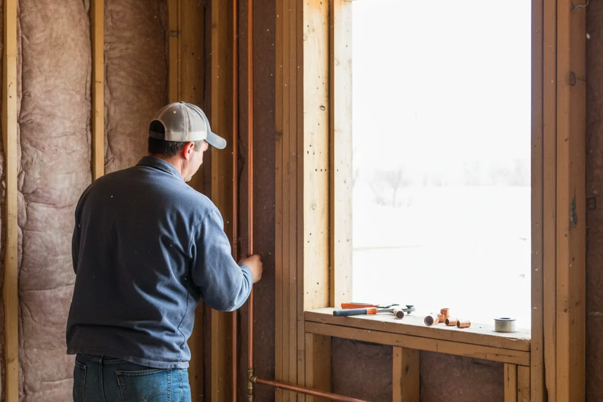 Licensed plumber running new copper supply lines in a Mccordsville home