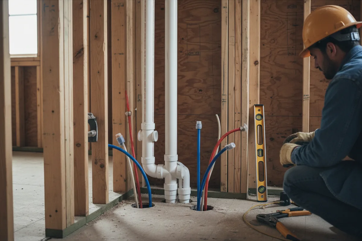 Drain and supply rough-in during Drain Cleaning in Mccordsville